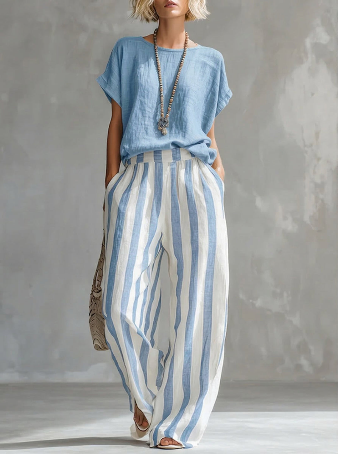 Eulalie - Completo camicia e shorts con texture