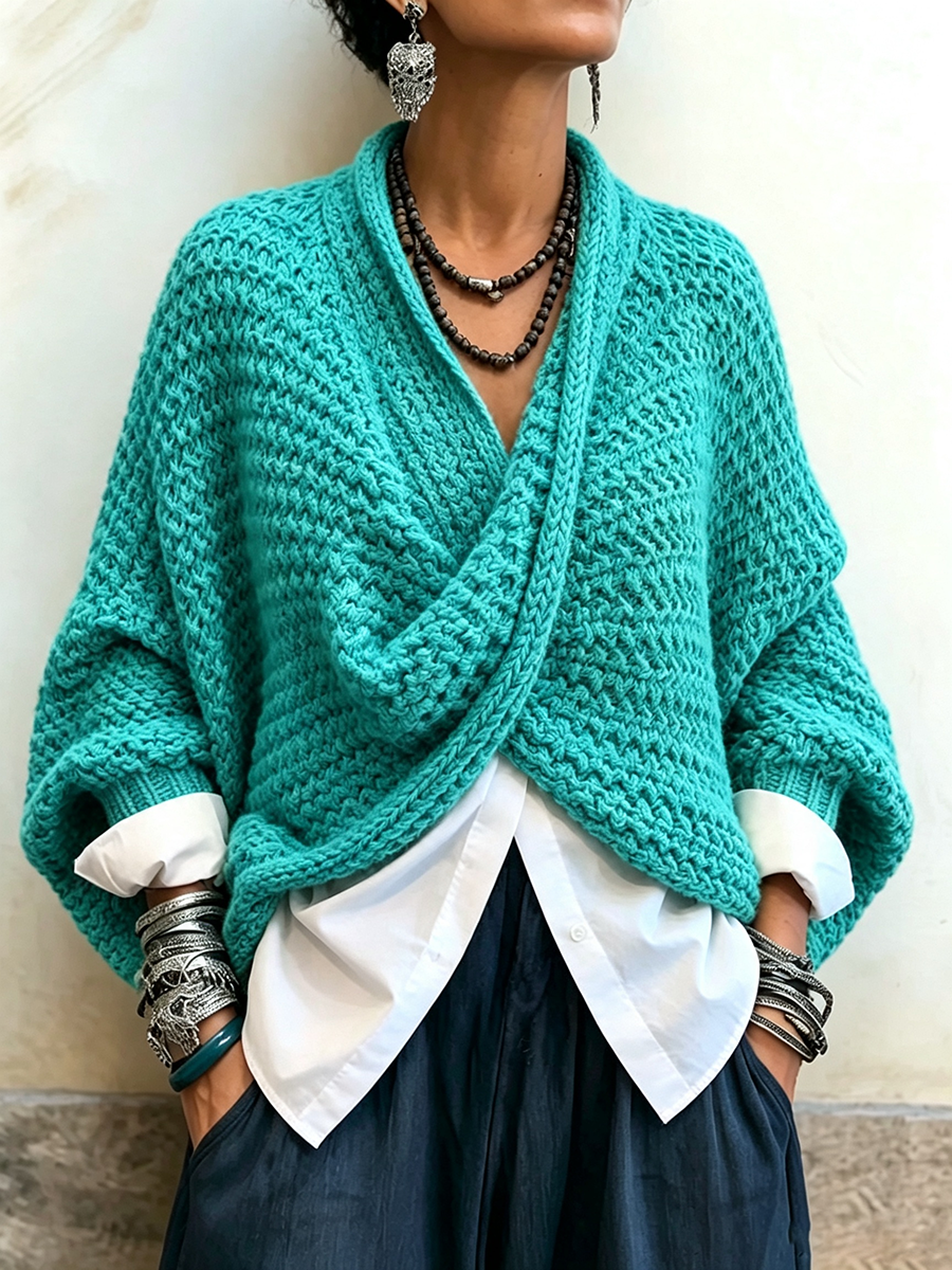 Orelle - Maglione testurizzato con scollo a V