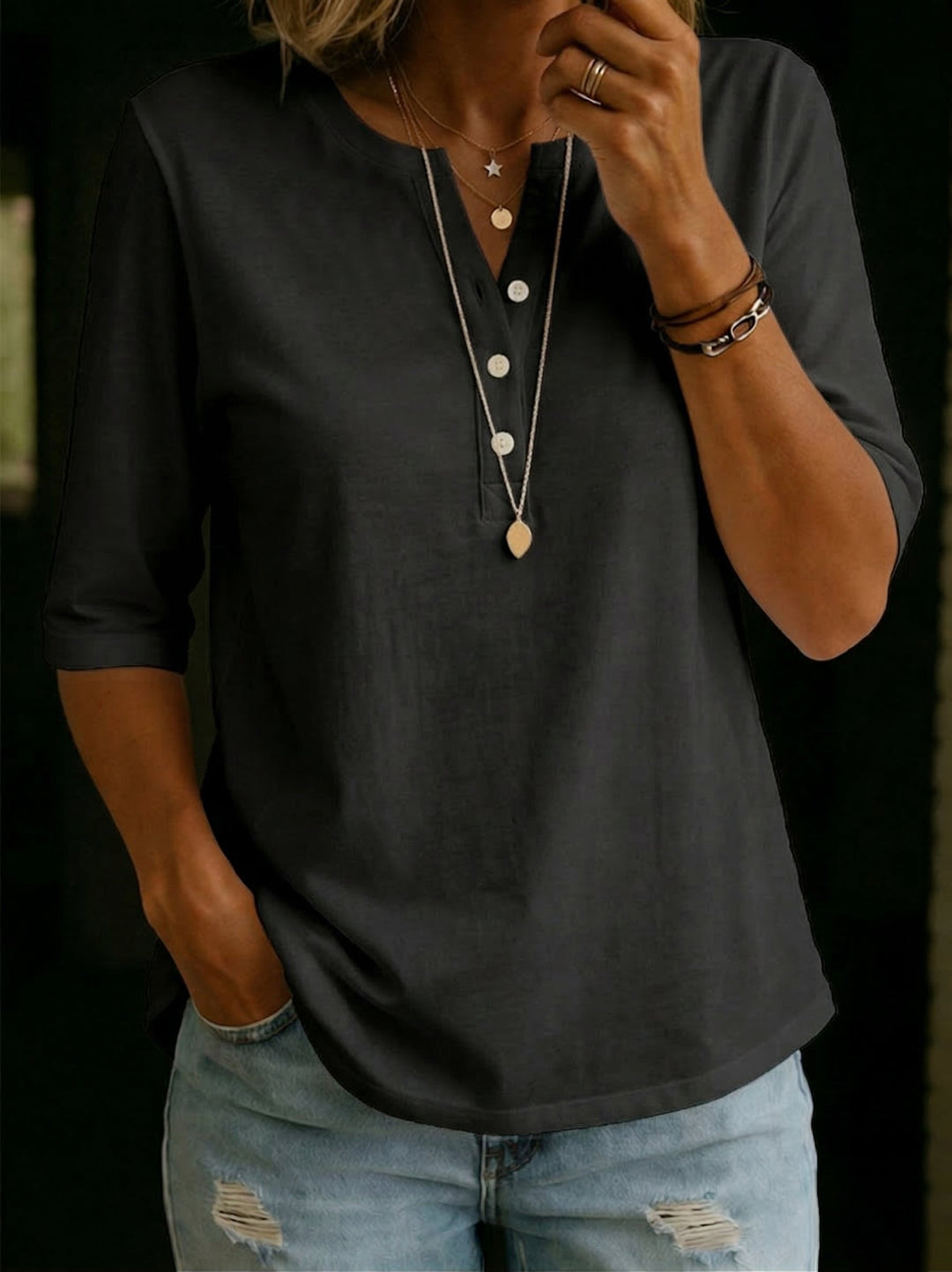 Brianna - Blusa casual con dettagli a bottoni