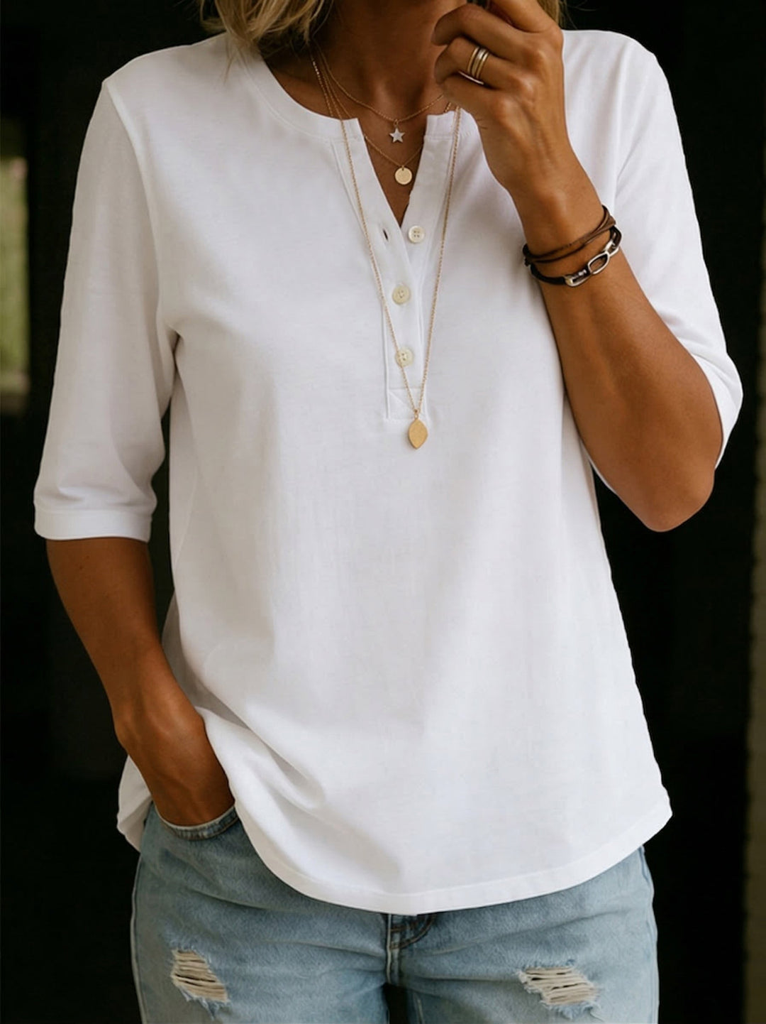 Brianna - Blusa casual con dettagli a bottoni