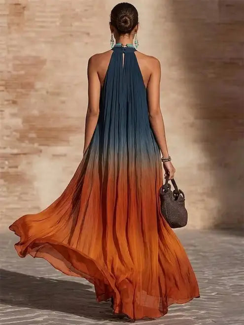 Calissa - Abito maxi con scollo all’americana, morbido al tatto