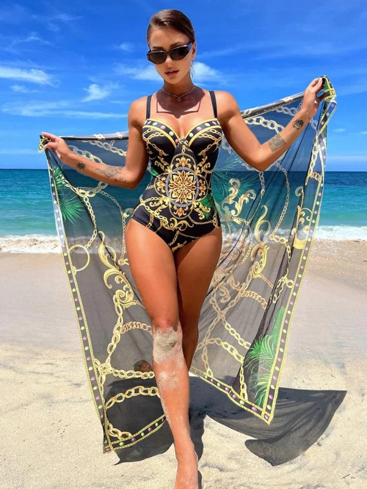 Diana - Set con costume da bagno intero push-up e copricostume coordinato