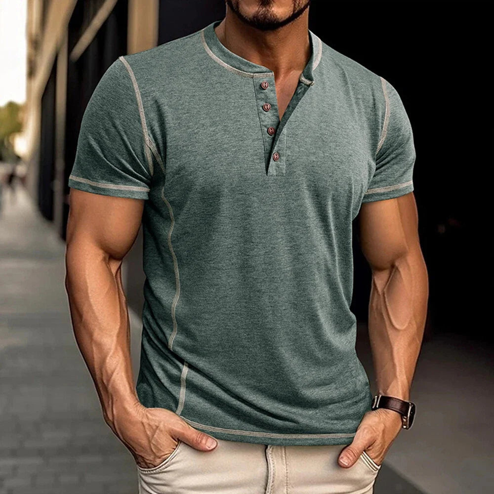 Bardwell - T-shirt Henley morbida al tatto