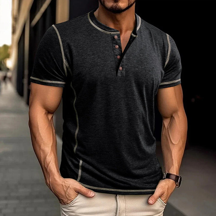 Bardwell - T-shirt Henley morbida al tatto
