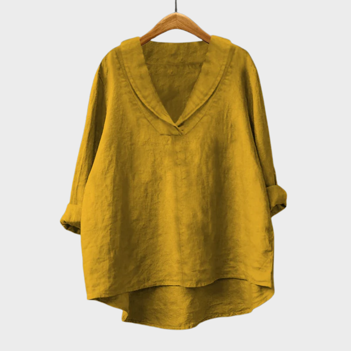 Bellissea - Blusa elegante con scollo a V drappeggiato