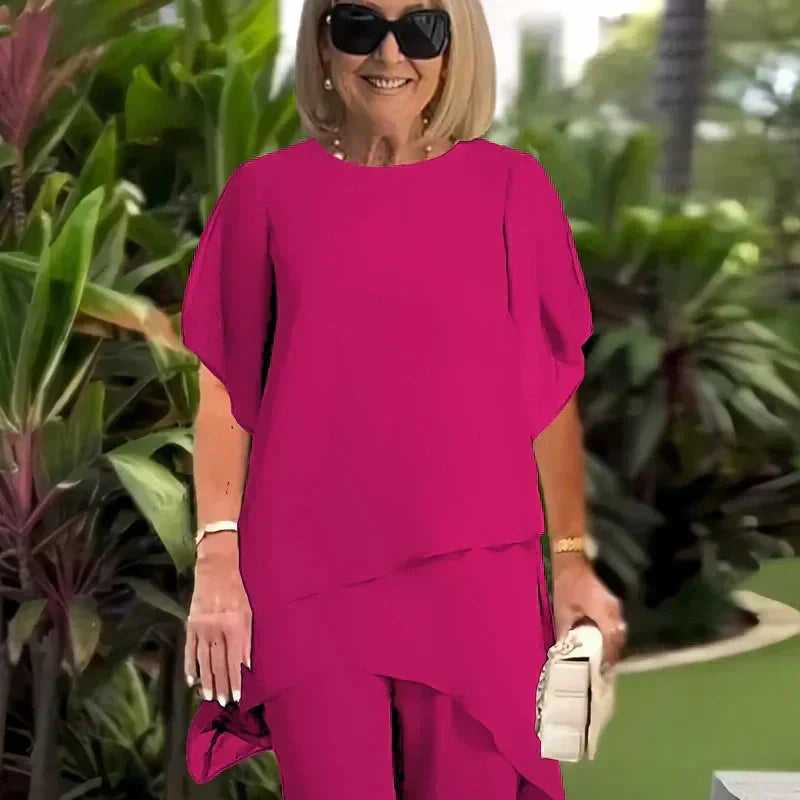 Noretta - Completo con pantaloni palazzo drappeggiati