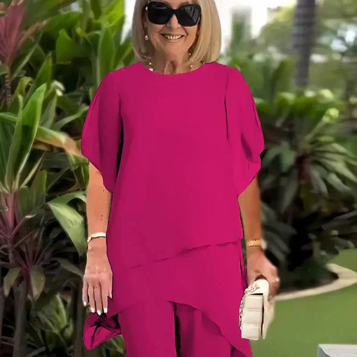 Noretta - Completo con pantaloni palazzo drappeggiati