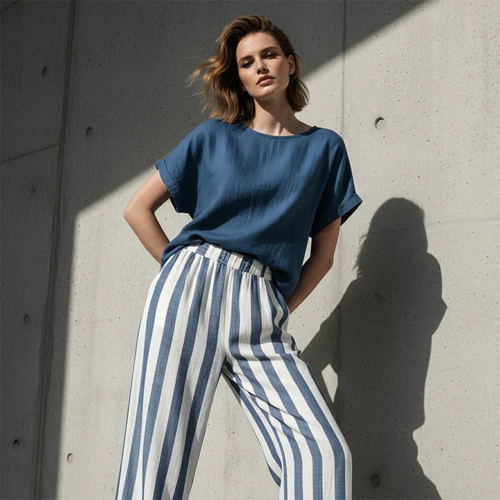 Eulalie - Completo camicia e shorts con texture