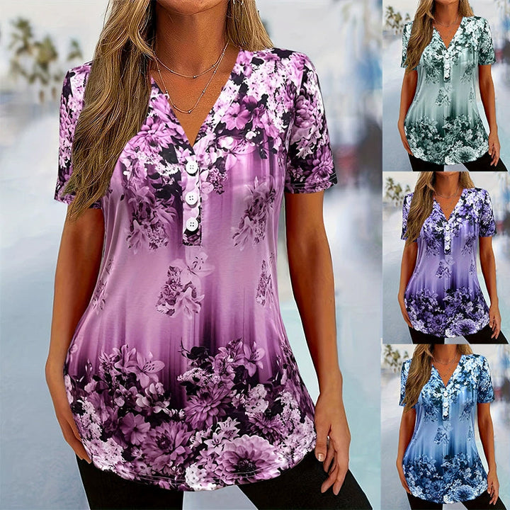 Briala - Blusa floreale con scollo a V