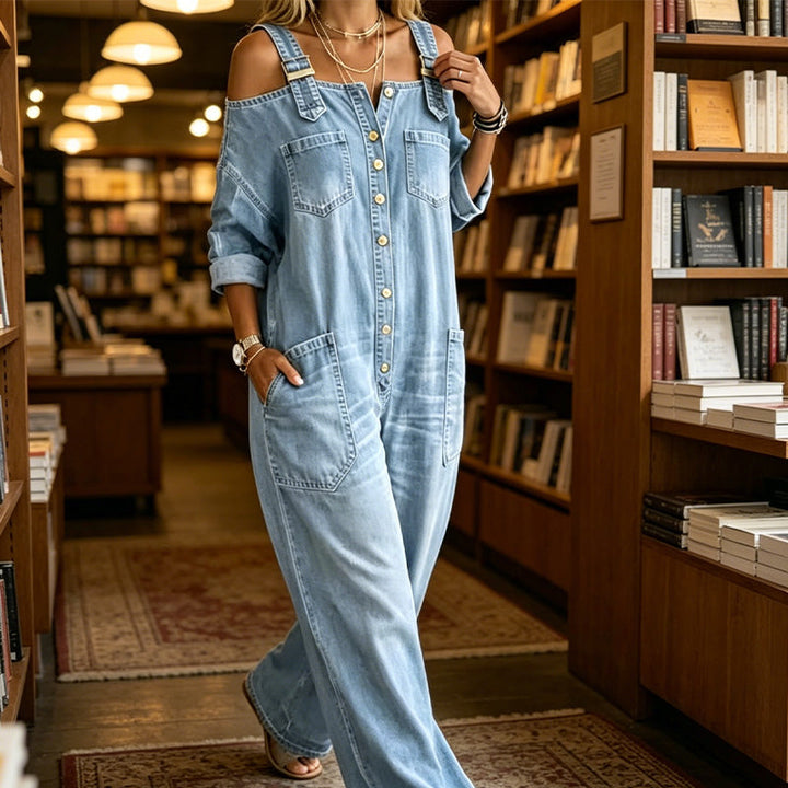 Neralyn - Tuta in denim lavato con tasche