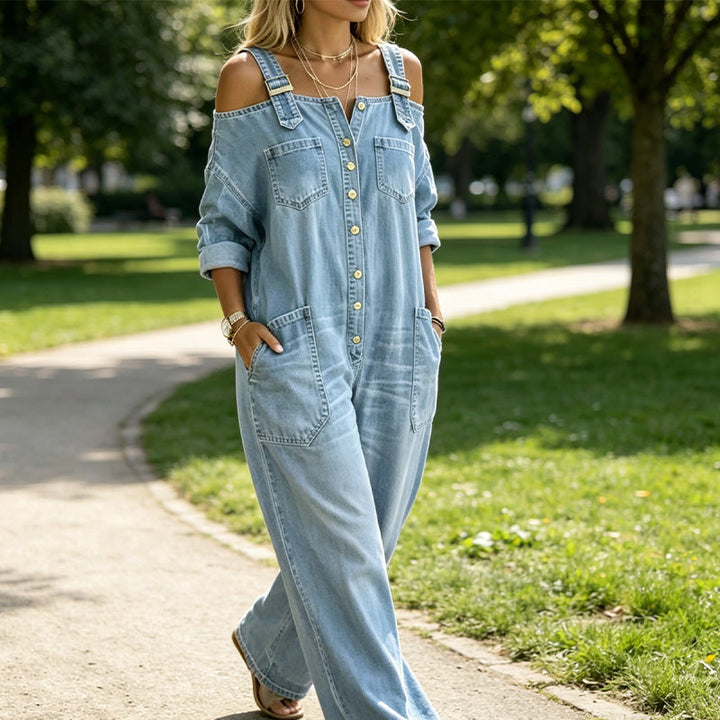 Neralyn - Tuta in denim lavato con tasche