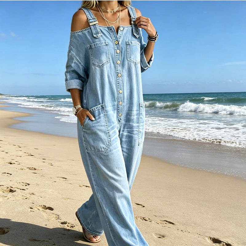 Neralyn - Tuta in denim lavato con tasche