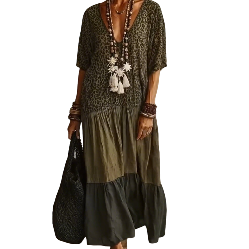 Catrina - Abito lungo boho con rouches ultraleggere