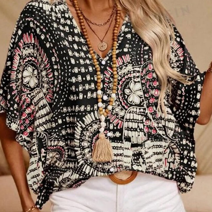 Noellise - Blusa artistica con maniche a pipistrello