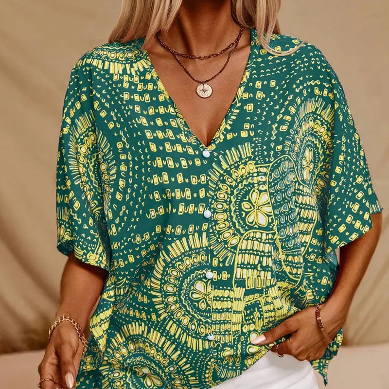 Noellise - Blusa artistica con maniche a pipistrello
