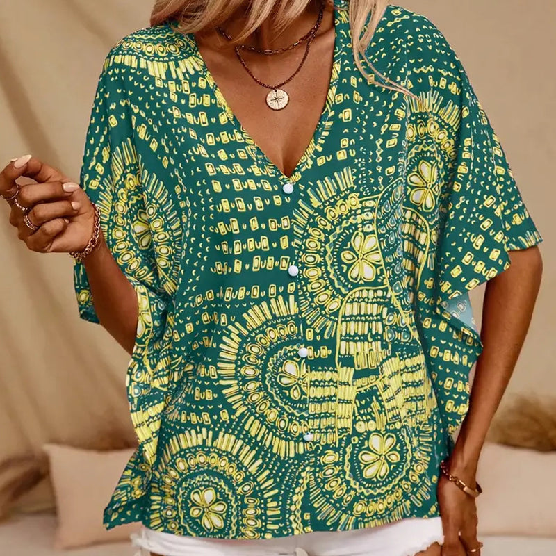 Noellise - Blusa artistica con maniche a pipistrello