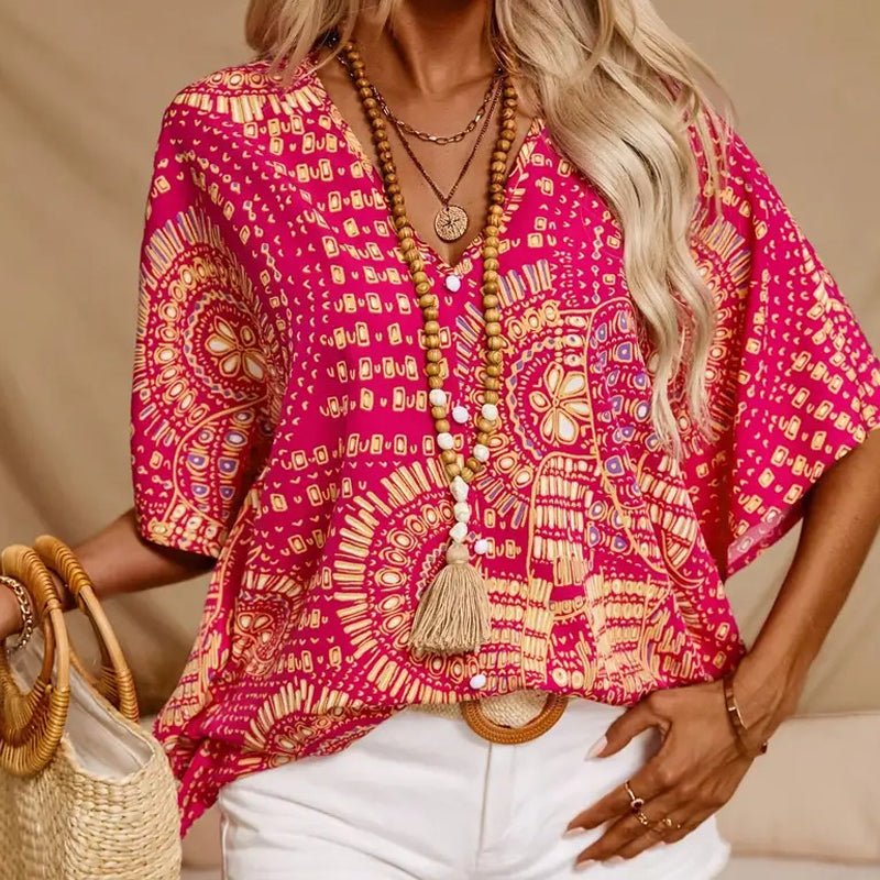 Noellise - Blusa artistica con maniche a pipistrello
