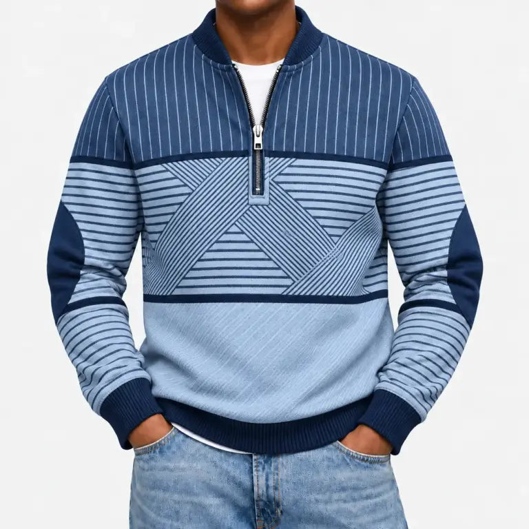 Ifan - Maglione a mezza zip con motivo geometrico