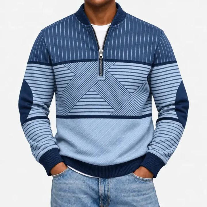 Ifan - Maglione a mezza zip con motivo geometrico