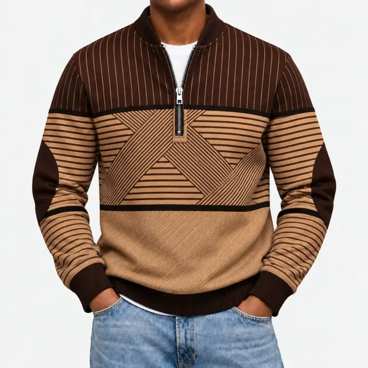 Ifan - Maglione a mezza zip con motivo geometrico