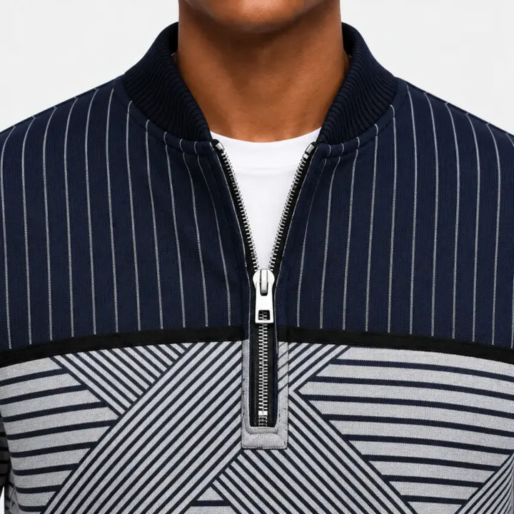 Ifan - Maglione a mezza zip con motivo geometrico