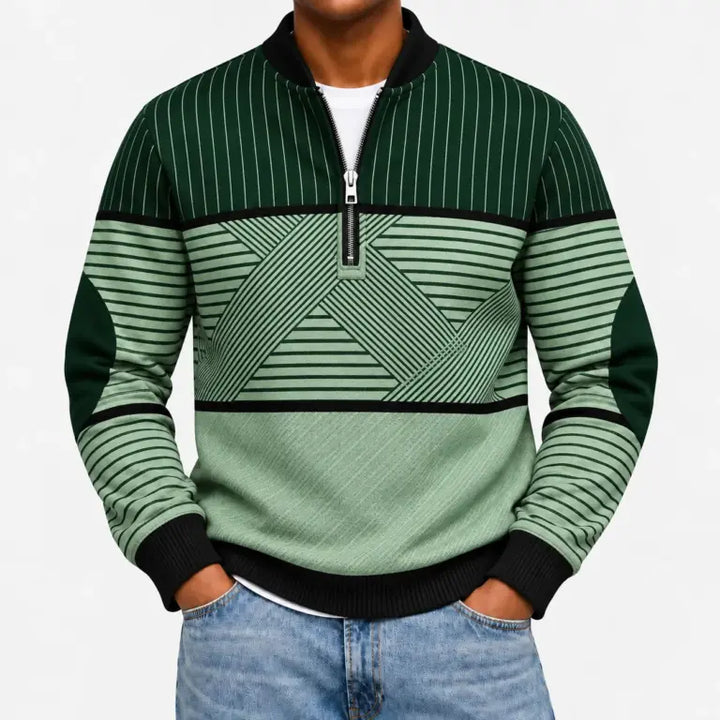 Ifan - Maglione a mezza zip con motivo geometrico
