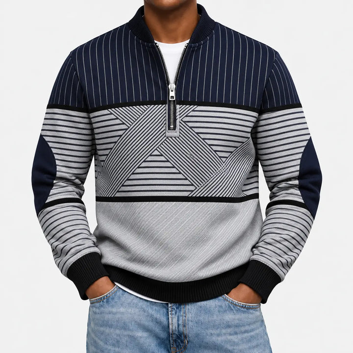 Ifan - Maglione a mezza zip con motivo geometrico