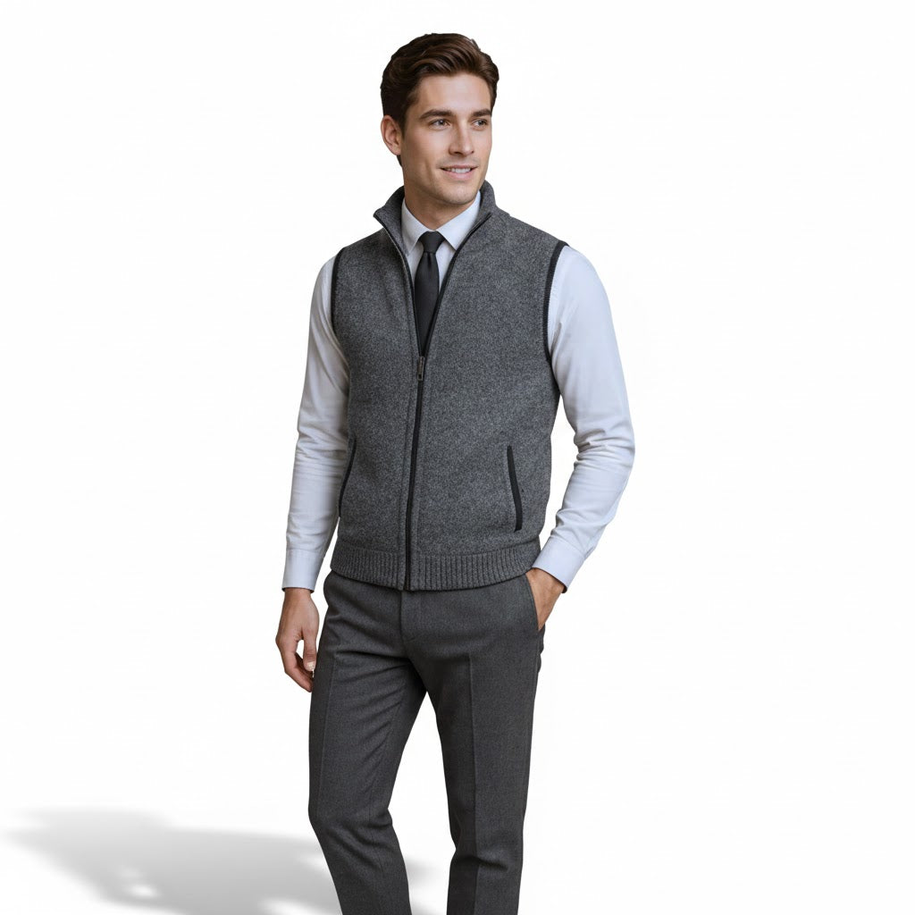 Flossie - Gilet lavorato a maglia a strati con zip frontale