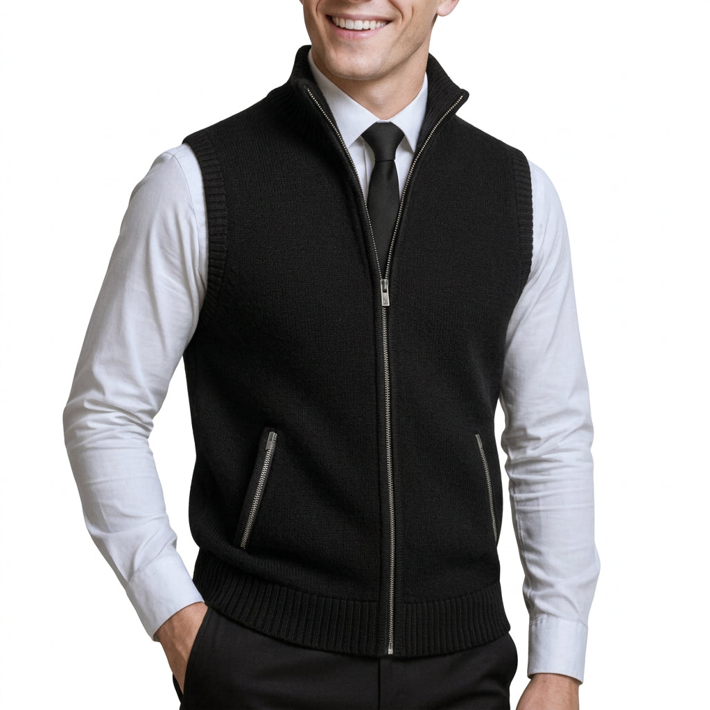 Flossie - Gilet lavorato a maglia a strati con zip frontale
