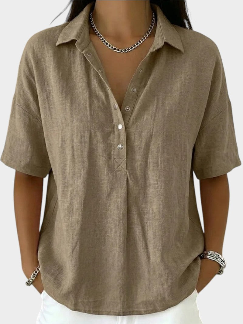 Alaira - Blusa con scollo a V, morbida al tatto