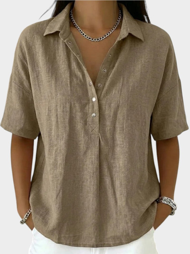 Alaira - Blusa con scollo a V, morbida al tatto