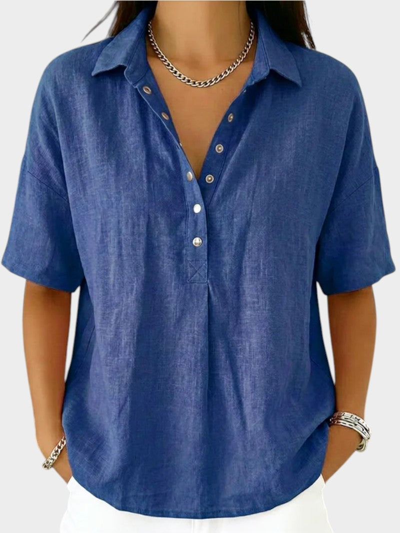 Alaira - Blusa con scollo a V, morbida al tatto