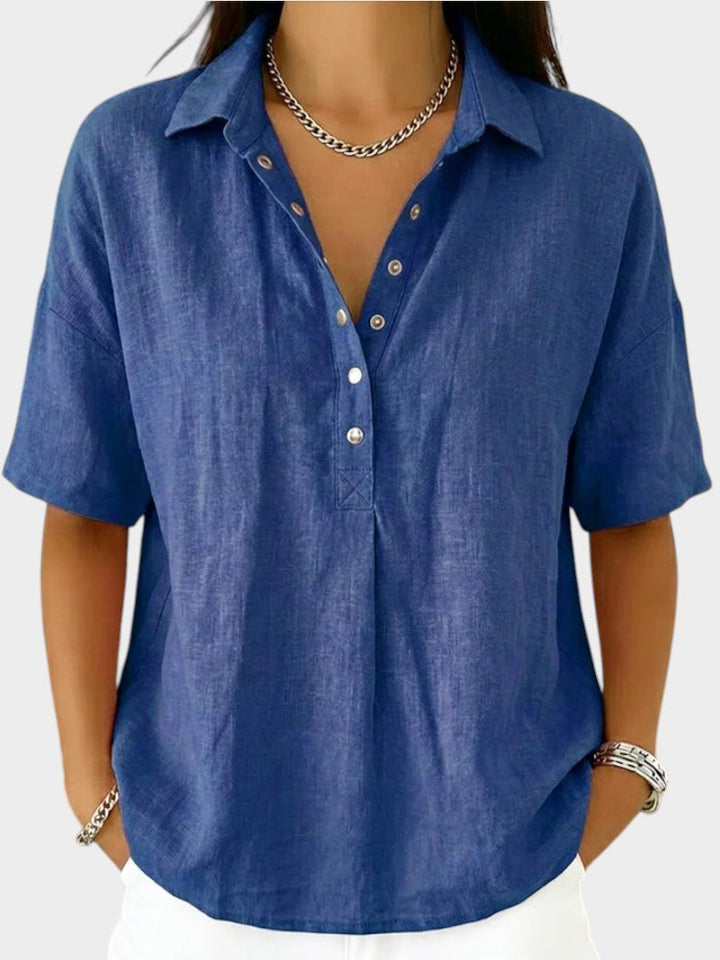 Alaira - Blusa con scollo a V, morbida al tatto