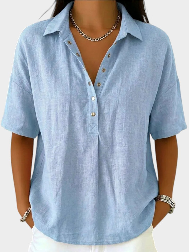 Alaira - Blusa con scollo a V, morbida al tatto