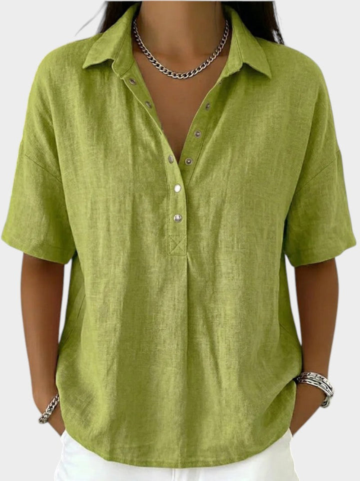 Alaira - Blusa con scollo a V, morbida al tatto