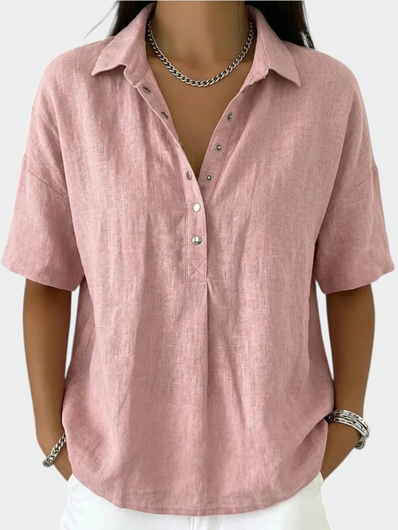 Alaira - Blusa con scollo a V, morbida al tatto