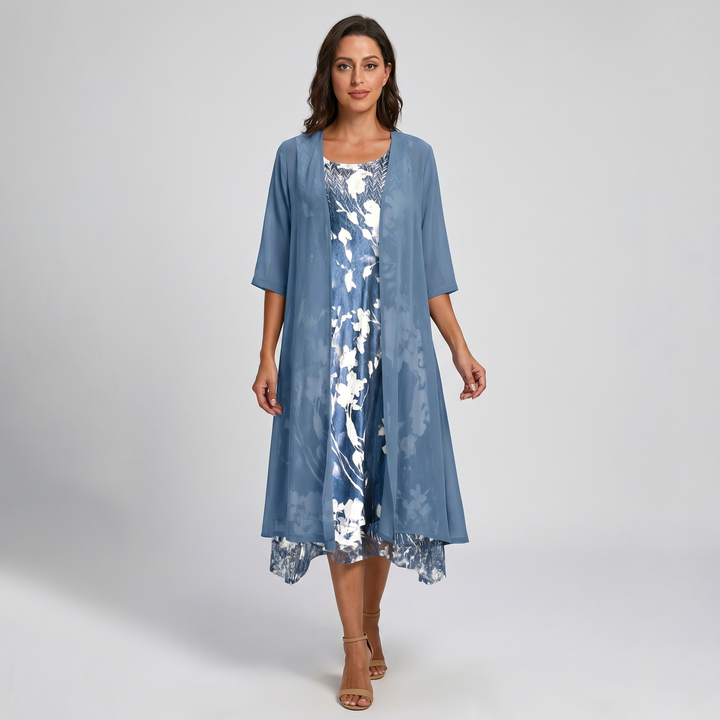 Delavelle - Coordinato elegante con abito midi a strati