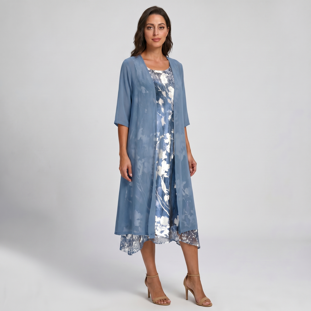 Delavelle - Coordinato elegante con abito midi a strati