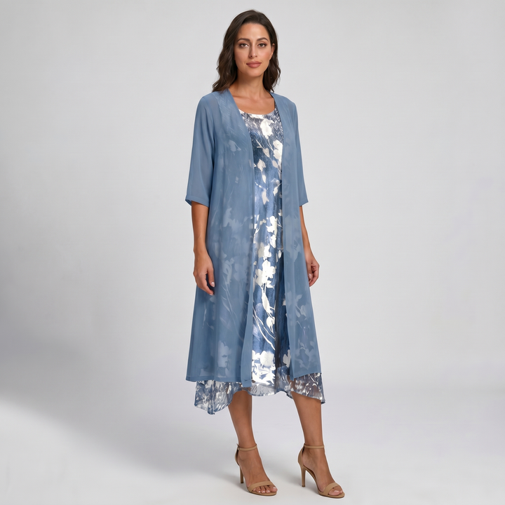 Delavelle - Coordinato elegante con abito midi a strati